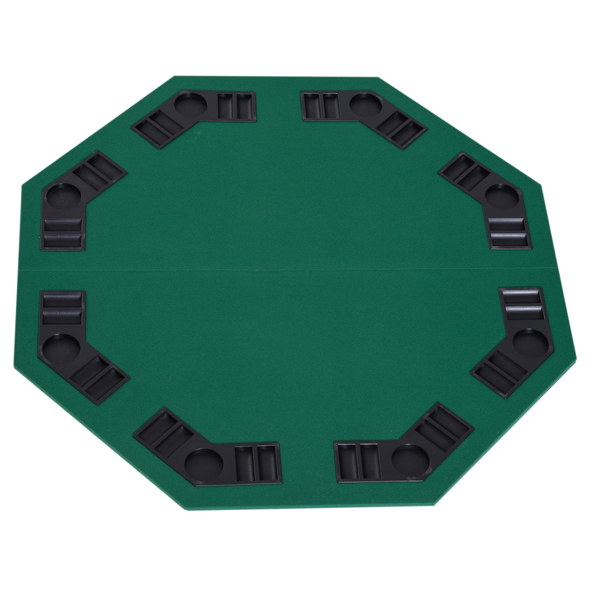 HOMCOM 1.2m/48 Inches Foldable Poker Table Top with green felt and black chip trays
