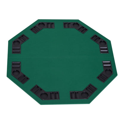 HOMCOM 1.2m/48 Inches Foldable Poker Table Top with green felt and black chip trays