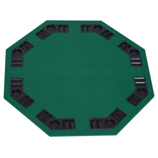 HOMCOM 1.2m/48 Inches Foldable Poker Table Top with green felt and black chip trays