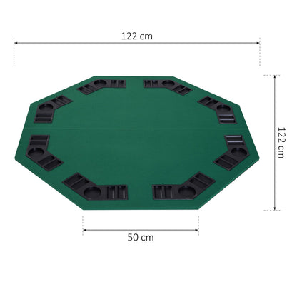 Dimensions of the foldable poker table top shown with measurements