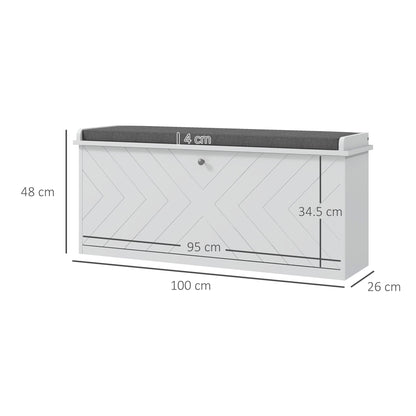 The shoe storage with black lines indicating the external and internal dimensions