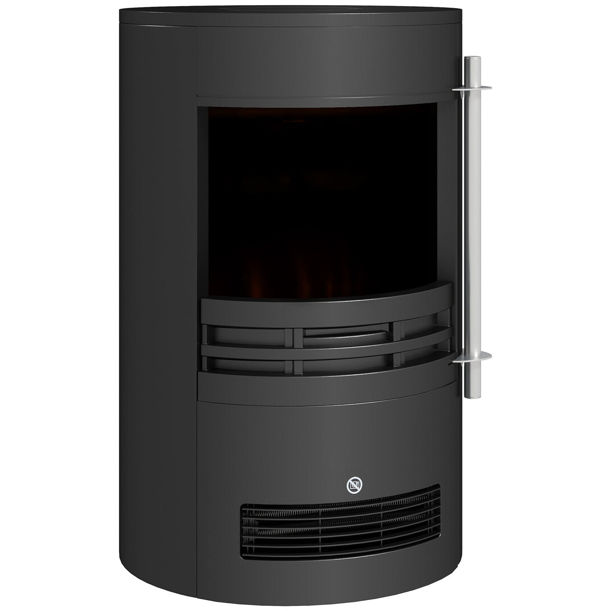 HOMCOM 1000W/2000W Freestanding Electric Fireplace in black with a silver side handle