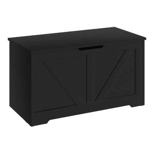 HOMCOM 100L Home Storage Box in black wood-effect finish, front view