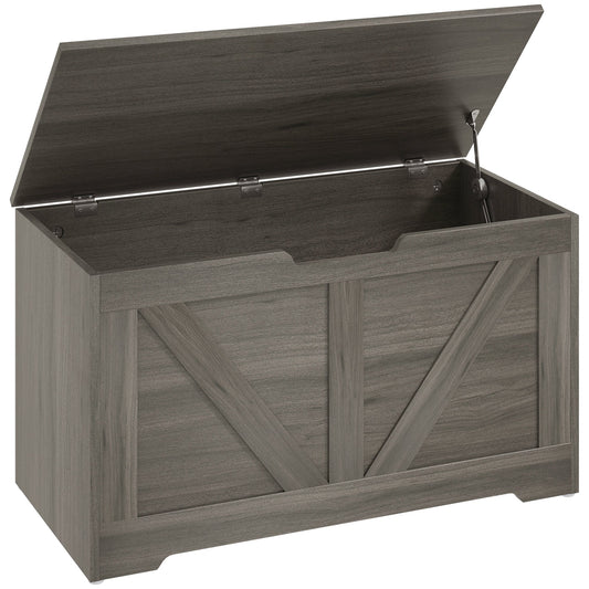 HOMCOM 100L Home Storage Box in charcoal grey with the lid open to show the interior