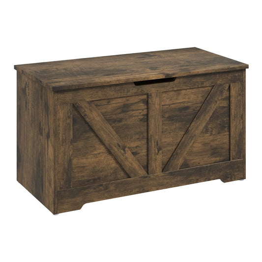 HOMCOM 100L Home Storage Box in rustic brown with a textured wood effect finish