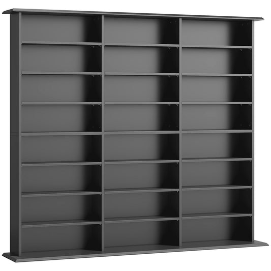 HOMCOM 1032 CD/594 DVD Storage Unit, a tall black shelving unit with many compartments