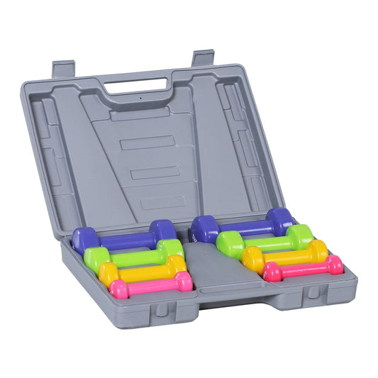 HOMCOM 10KG Dumbbells Set with Carry Case, showing the dumbbells neatly stored in their grey case