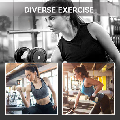 Collage of women performing exercises with dumbbells