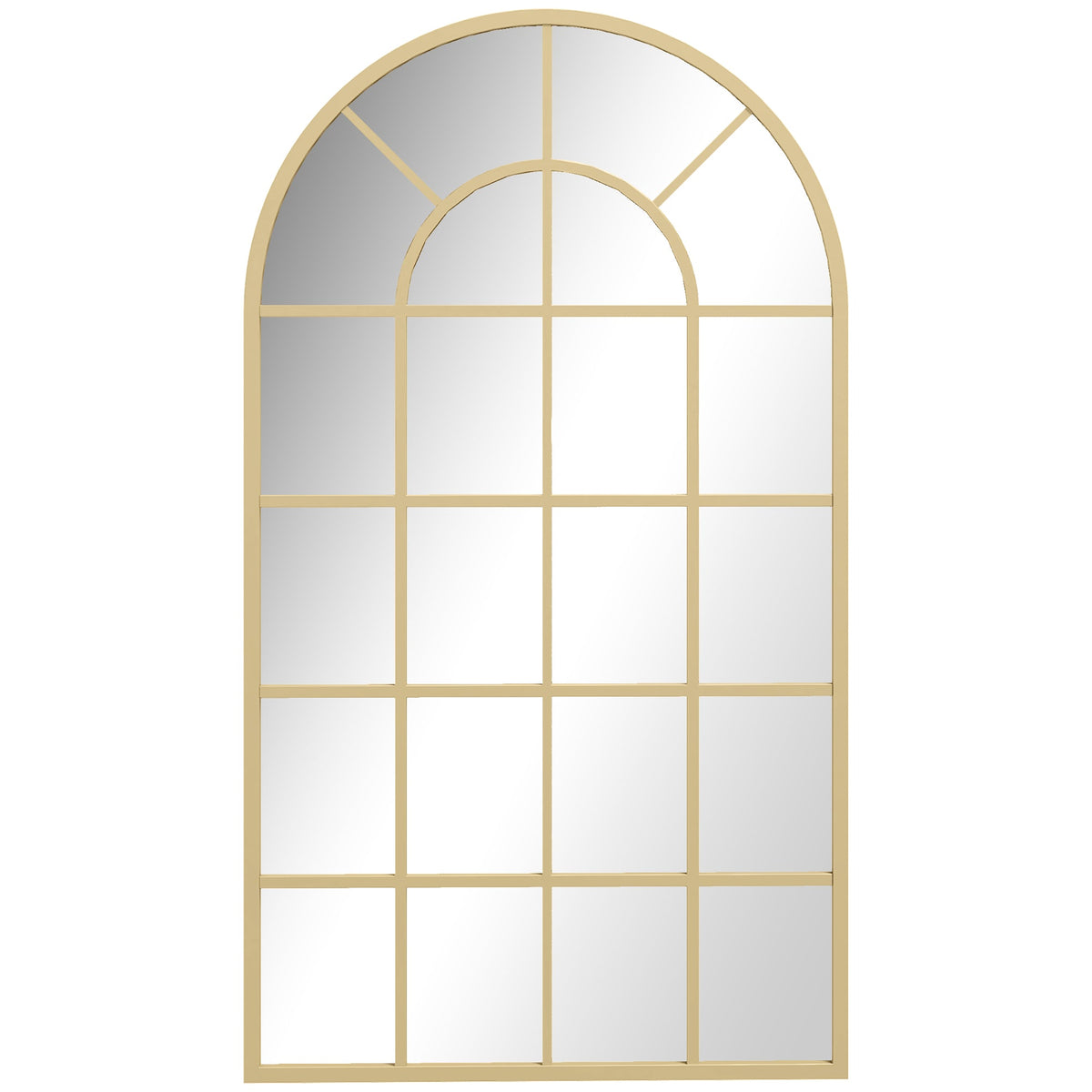 HOMCOM Arched Decorative Wall Mirror with a gold frame and a window pane design