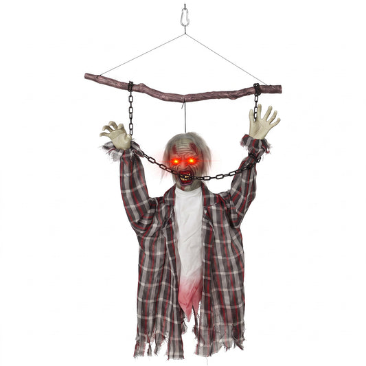 HOMCOM 110cm Screaming Animated Hanging Halloween Decoration in Grey-red