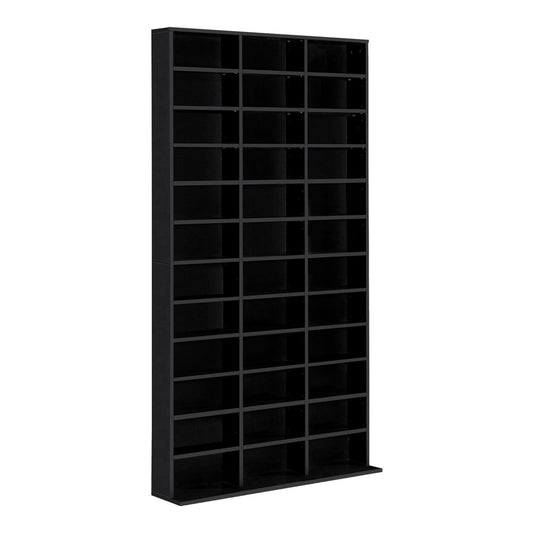 HOMCOM 1116 CD/ 528 DVD Storage Unit in black with multiple empty shelves