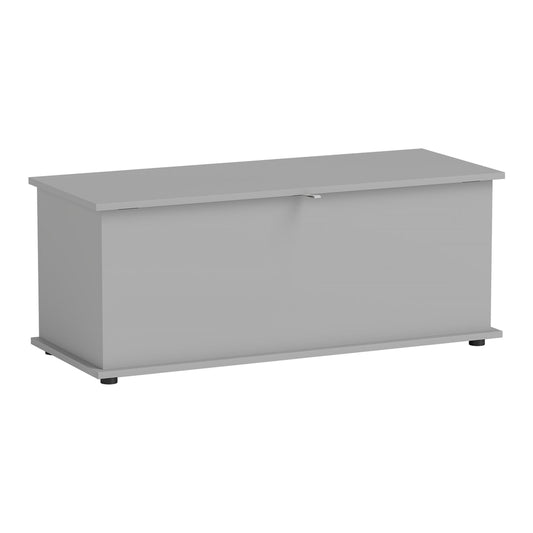 HOMCOM 113L Storage Chest in grey with a closed flip-top lid on a plain white background