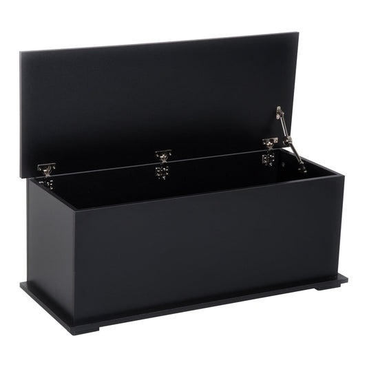 HOMCOM 113L Storage Chest in black with the lid open showing the inside