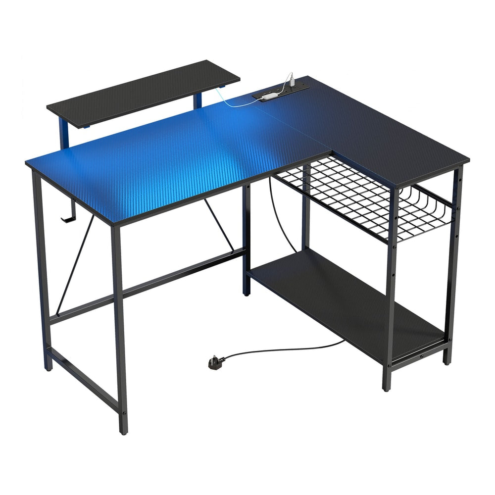 HOMCOM 114.5 cm L-Shaped Gaming Desk in Black