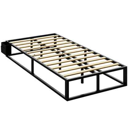 HOMCOM 12 Slats Metal Platform Bed Frame in Black