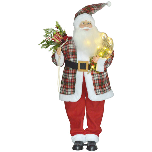 HOMCOM 120cm Animated Santa Claus Figure in Red and Green