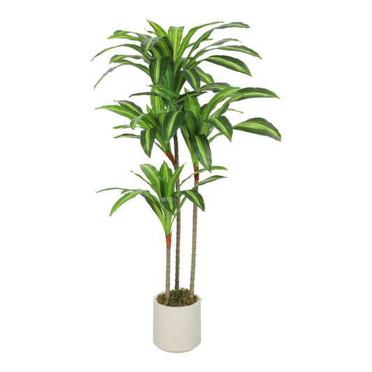 HOMCOM 120cm Artificial Dracaena Tree with Bendable Trunks standing in a white pot on a white background