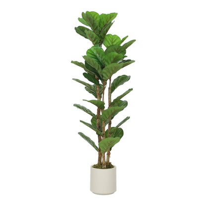 HOMCOM 120cm Artificial Fiddle Leaf Fig Tree standing in a white pot against a plain white background