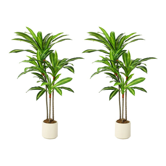HOMCOM 120cm Lifelike Fake Tree with bendable trunks and green leaves in a white pot