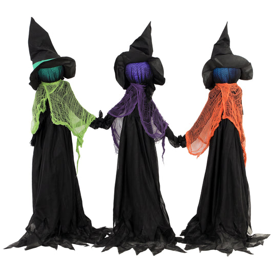 HOMCOM 120cm Witches Holding Hands Halloween Decorations Outdoor Indoor in Black