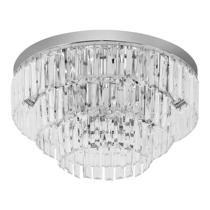 HOMCOM 122 Crystallite Ceiling Chandelier, a modern flush mount light with multiple crystal tiers and a chrome finish