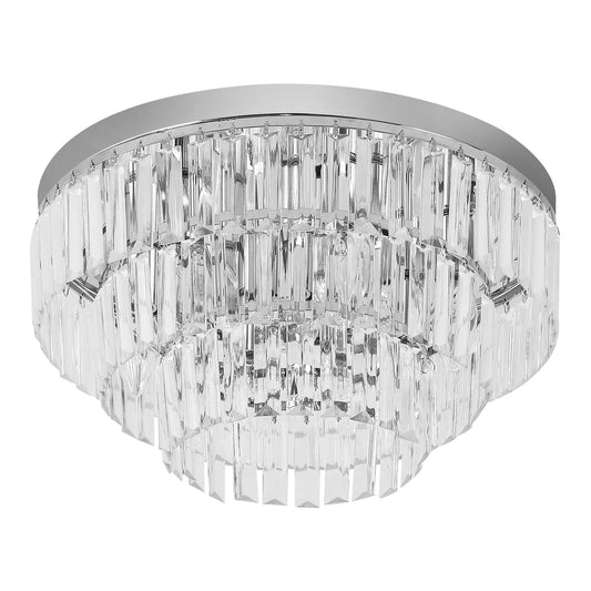 HOMCOM 122 Crystallite Ceiling Chandelier, a modern flush mount light with multiple crystal tiers and a chrome finish