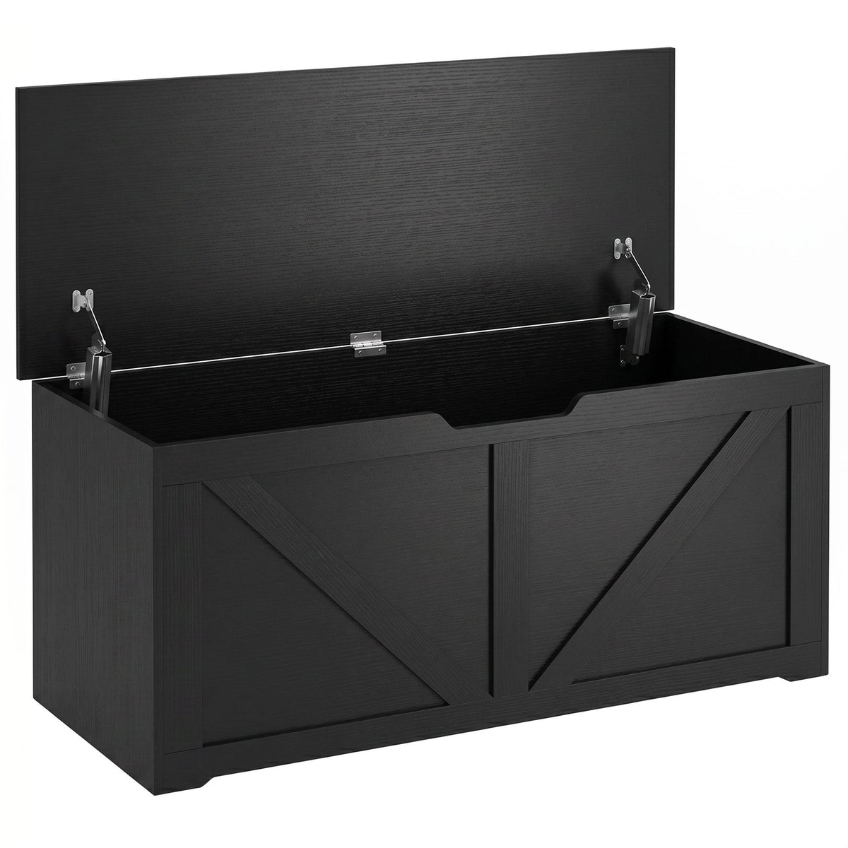 HOMCOM 127L Home Storage Box in black wood-effect with the lid open