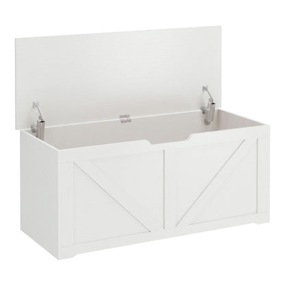 HOMCOM 127L Home Storage Box, a white wooden storage chest with the lid open