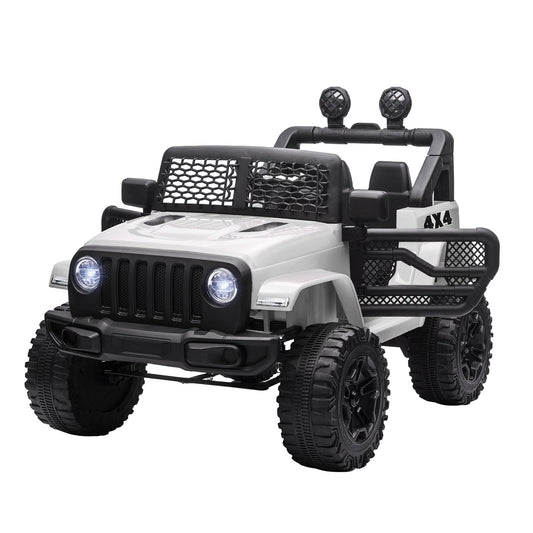 HOMCOM 12V Kids Electric Ride On Car Truck Toy with open doors and bright LED headlights