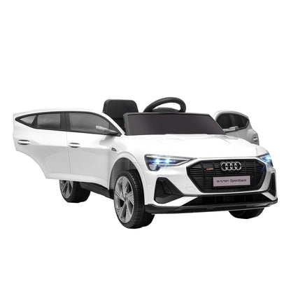 HOMCOM 12V Kids Electric Ride-On Car, white, with doors open and wheels visible