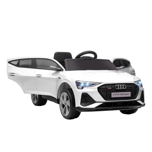 HOMCOM 12V Kids Electric Ride-On Car, white, with doors open and wheels visible