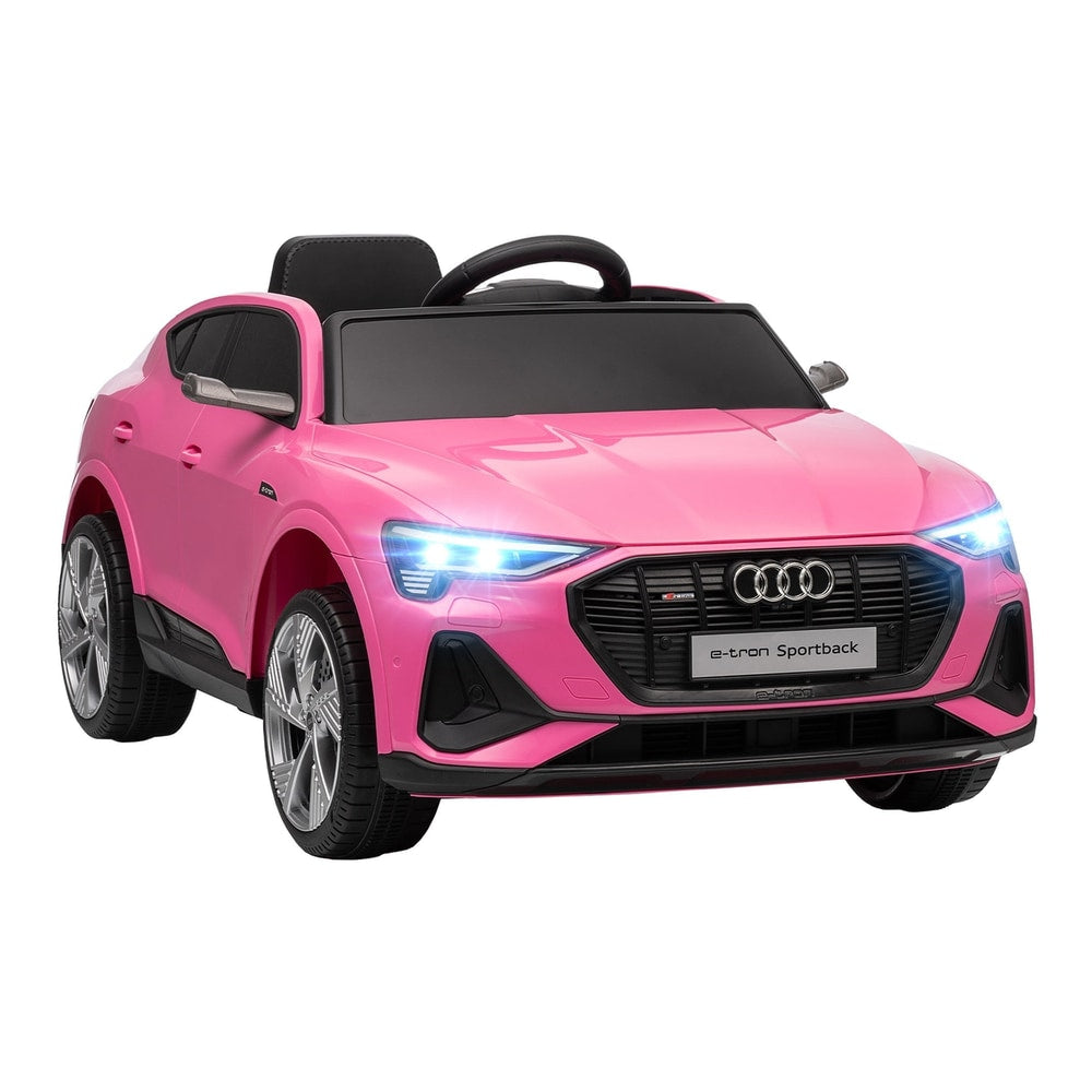 HOMCOM 12V Kids Electric Ride on in pink with bright headlights and a black interior
