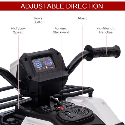 Close-up of the dashboard and handlebars of the kids electric quad bike