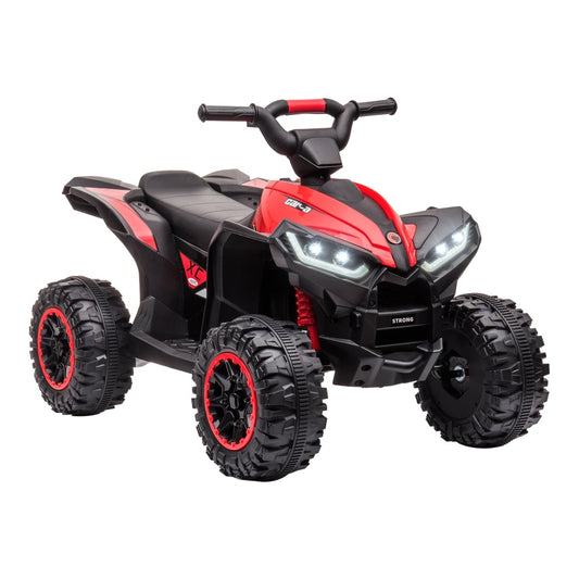 HOMCOM 12V Ride-On Quad Bike w/ Music, a red electric quad bike for children