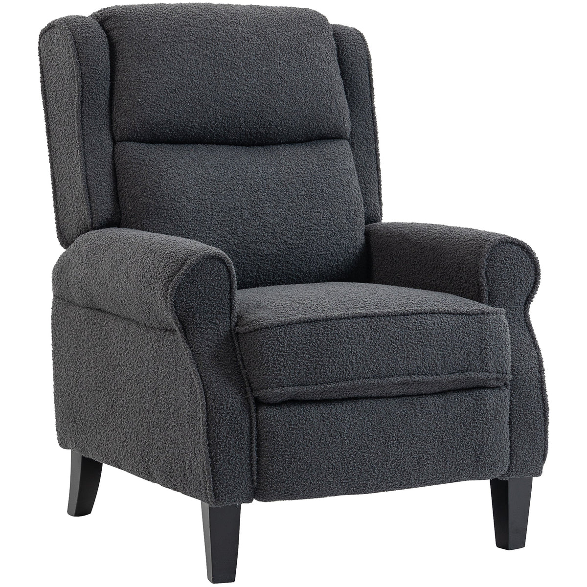 HOMCOM 132° Recliner Armchair in dark grey fabric with a high back and padded arms
