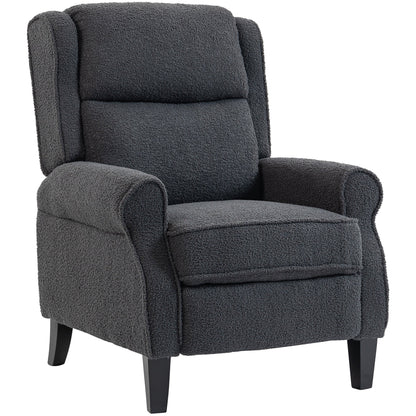 HOMCOM 132° Recliner Armchair in dark grey fabric with a high back and padded arms