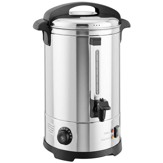 HOMCOM 13L Catering Urn, a stainless steel hot water boiler dispenser with a black lid and tap