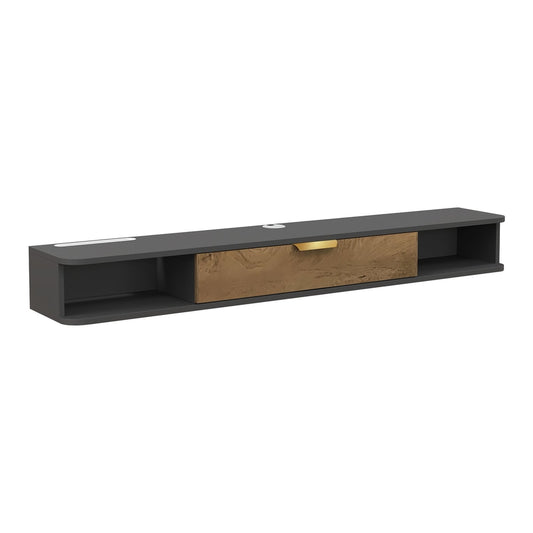 HOMCOM 140 cm Floating TV Stand with Storage in charcoal grey with a single drawer