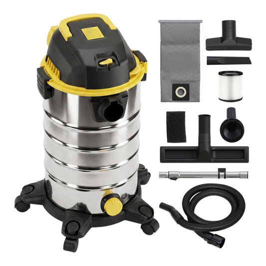 HOMCOM 1400W Vacuum Cleaner shown with all included attachments and accessories on a white background