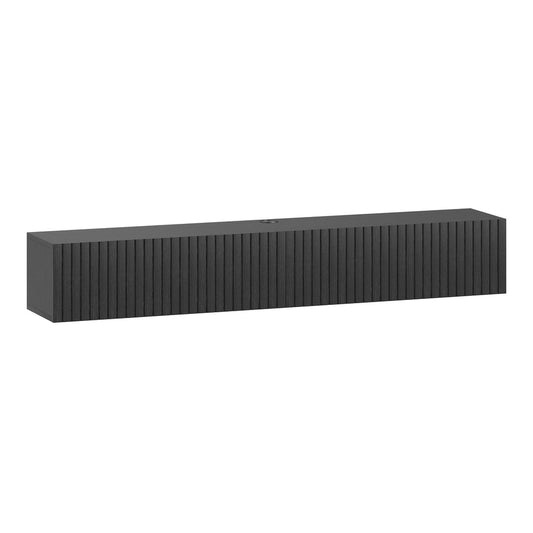 HOMCOM 140cm Floating TV Stand, a black wall-mounted unit with a fluted front