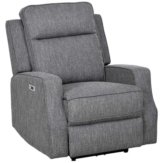 HOMCOM 150 Electric Reclining Chair in charcoal grey fabric shown from a front angle
