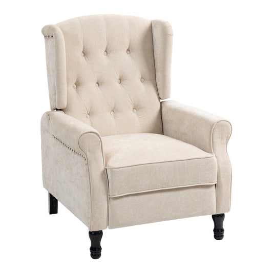HOMCOM 150 Reclining Vintage Armchair in beige fabric with buttoned back and studded arms
