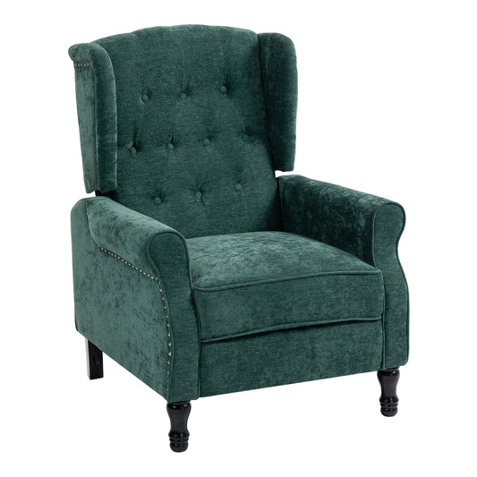 HOMCOM 150 Reclining Vintage Armchair in dark green velvet with stud detailing and buttoned back