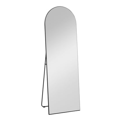 HOMCOM 150cm Arched Full Length Mirror in black with a slim metal frame and stand