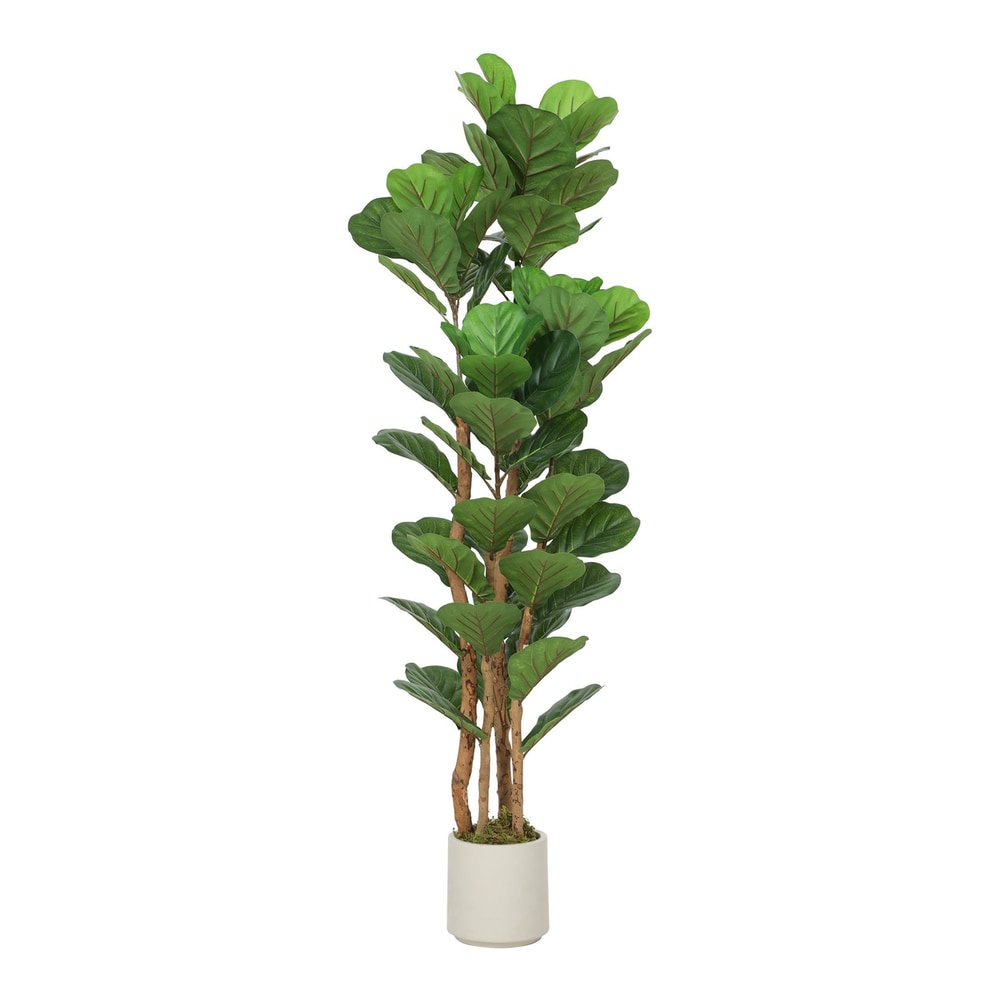HOMCOM 150cm Artificial Fiddle Leaf Fig Tree - a tall green plant in a white pot