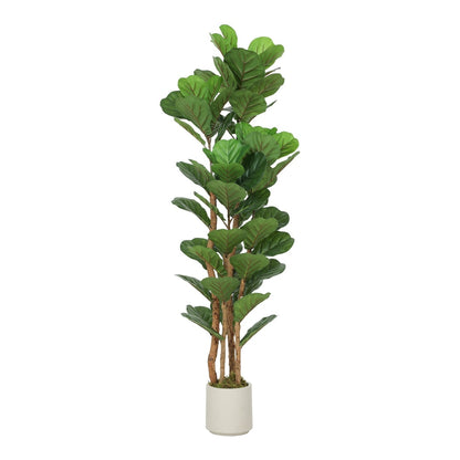 HOMCOM 150cm Artificial Fiddle Leaf Fig Tree - a tall green plant in a white pot