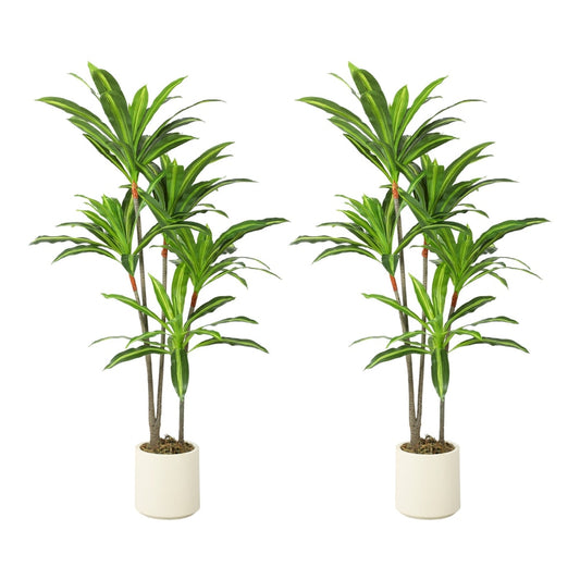 HOMCOM 150cm Lifelike Fake Tree, a pair of artificial plants in white pots