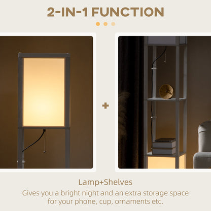 HOMCOM 156cm Floor Lamp Shelving Unit in White