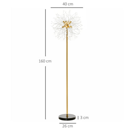 The floor lamp showing height and width dimensions on a white background