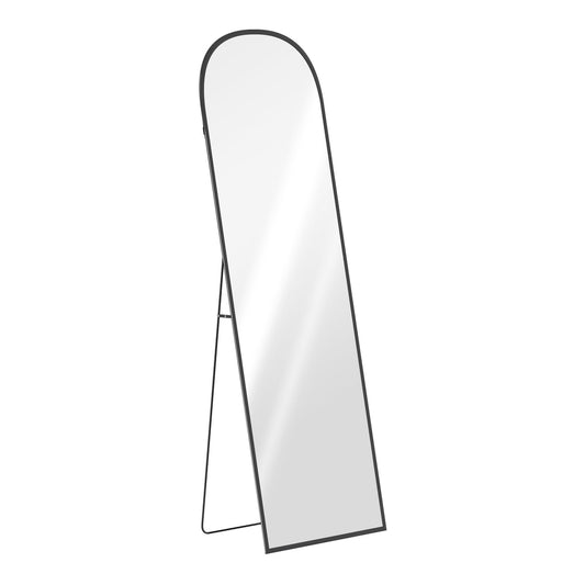 HOMCOM 165cm Aluminium Frame Standing Mirror with a black metal frame and easel stand